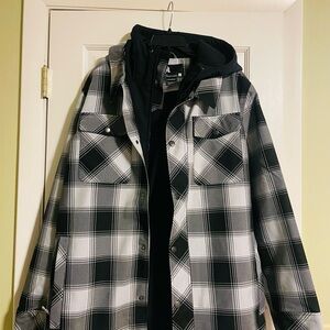 Men’s Empyre Black and White Lightweight Plaid Shirt Jacket